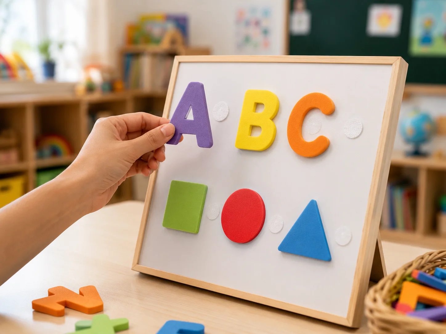 Velodot hook and loop coins used on educational products